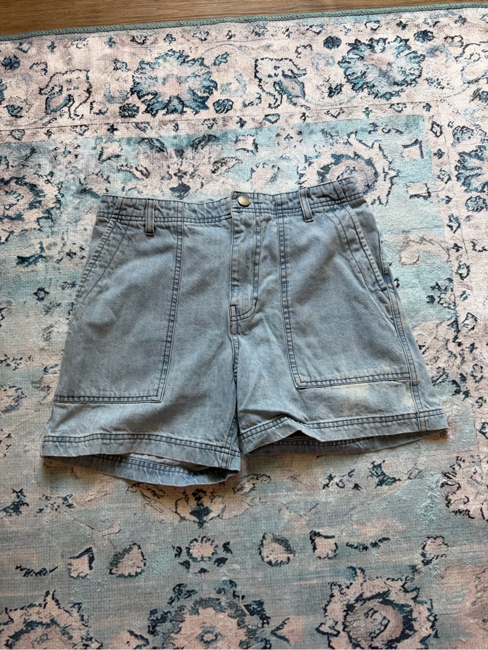 BDG Light Blue Denim Utility Shorts